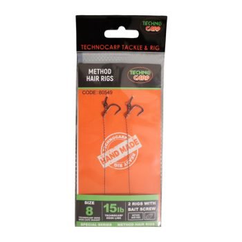 Готовый поводок Method Hair Rigs with bait Screw. 15lb, Wide Gape Straight №8. 1уп. - 2шт.