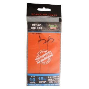 Готовый поводок Method Hair Rigs with bait Spikes. 15lb, Wide Gape №10. 1уп. - 2шт.