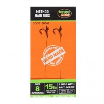 Готовый поводок Method Hair Rigs with bait Screw. 15lb, Wide Gape Straight №8. 1уп. - 2шт.
